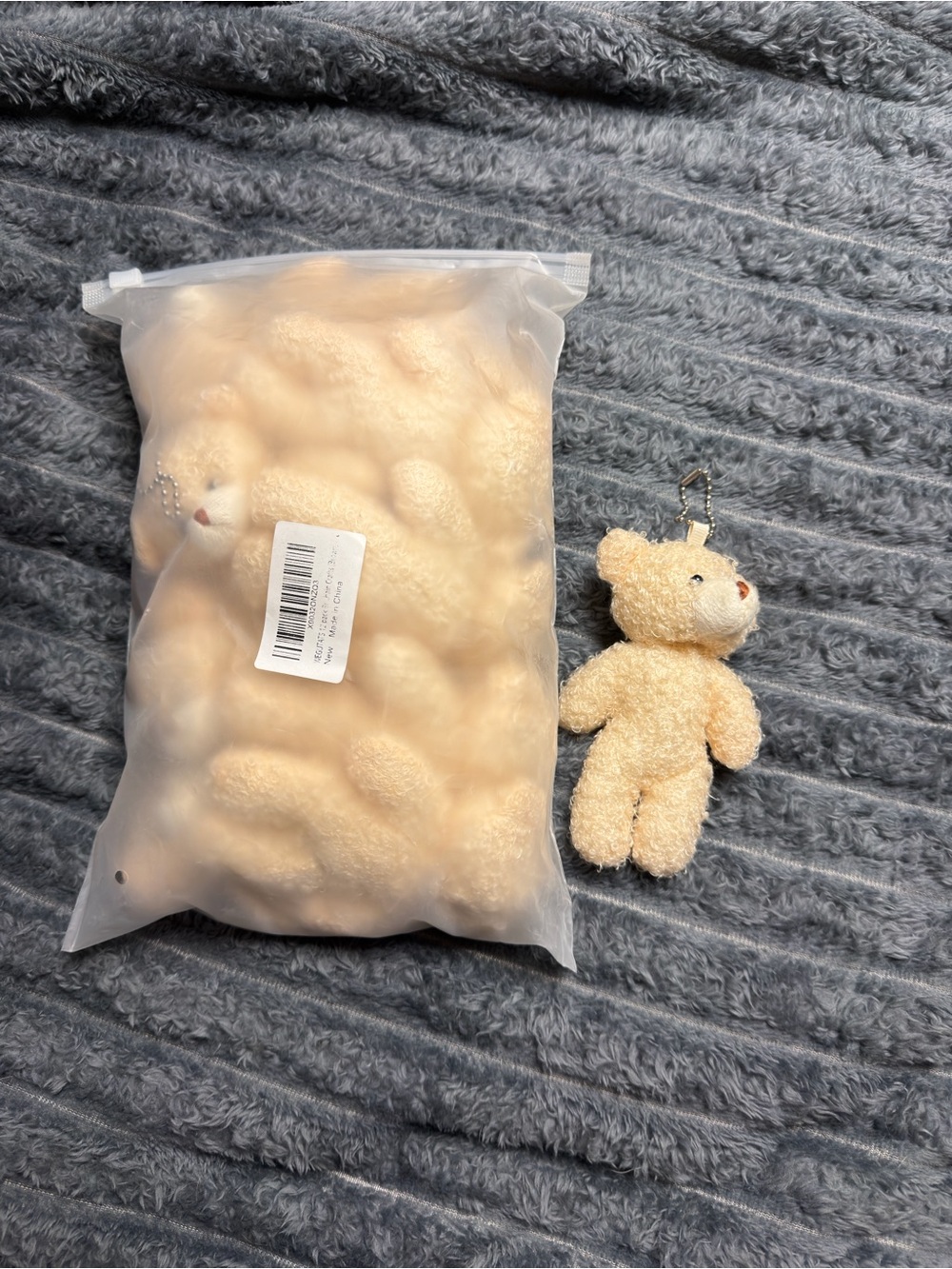 Plush Beige Teddy Bear Keychains
